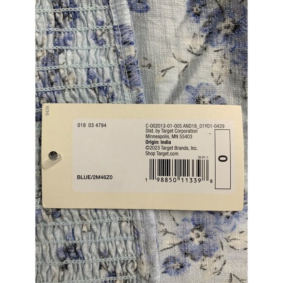 A New Day Womens Blue Floral Smocked Knee Length Sundress Size 0 - Picture 7 of 12